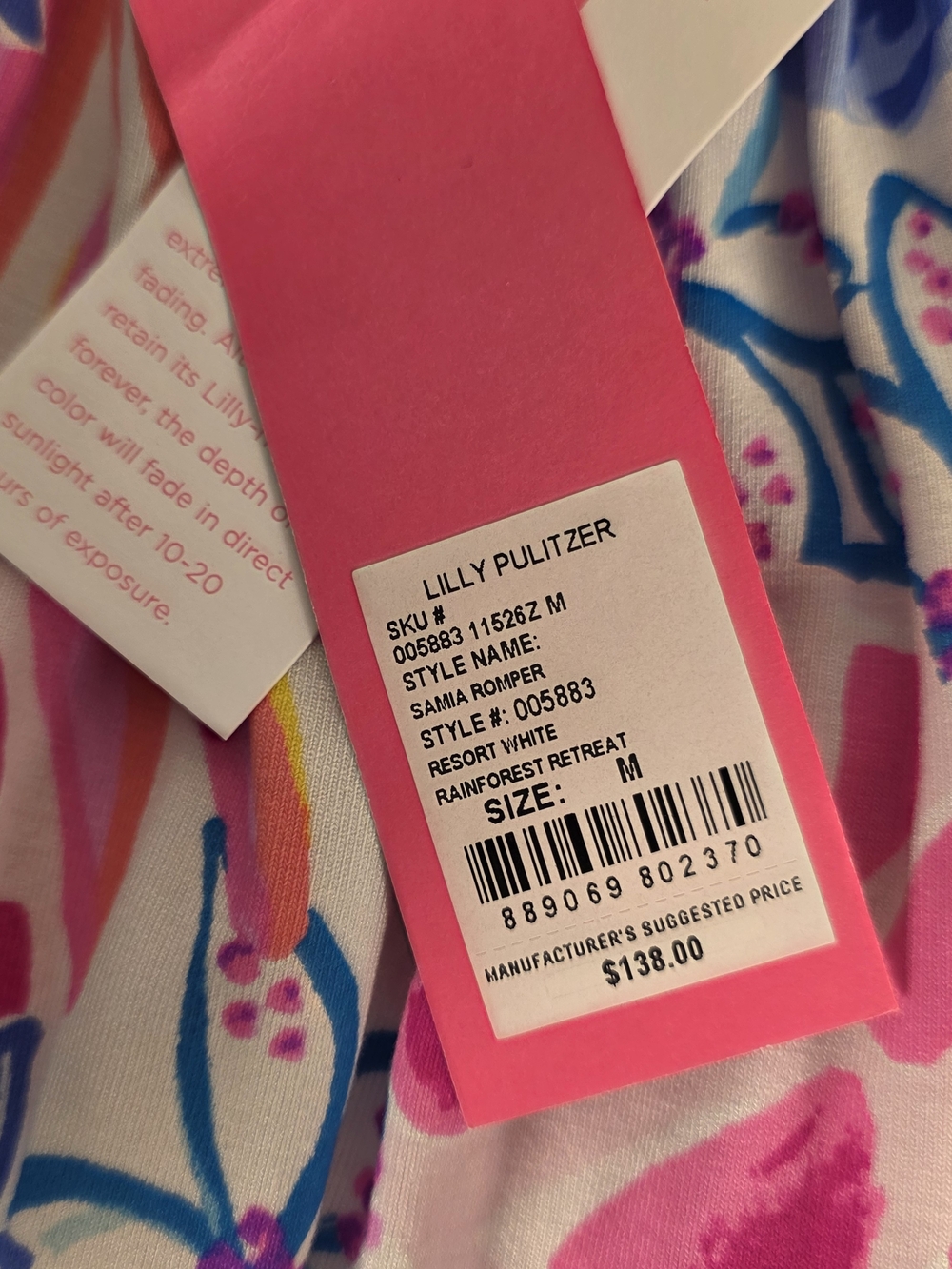 NWT Lilly Pulitzer Samia Off Shoulder Romper M, Resort White Rainforest Retreat - Picture 3 of 12